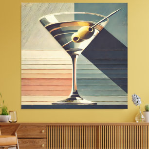 Mid Century Modern 2 Olive Martini Cocktail Hour Canvas Print