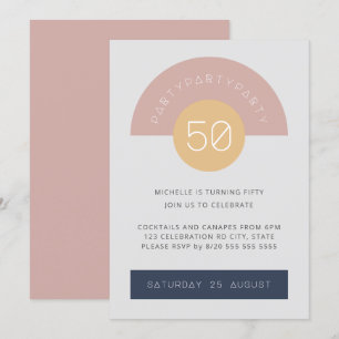 Mid Century Modern 50 and Fabulous Pink Geo 50th Invitation