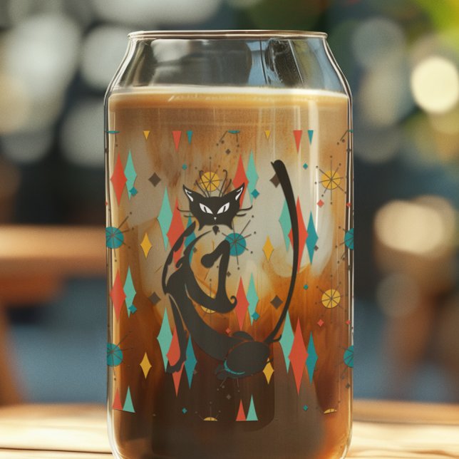 Mid Century Modern 50s Black Cool Cat  Can Glass (Creator Uploaded)