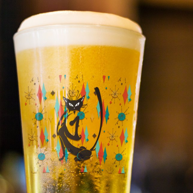 Mid Century Modern 50s Black Cool Cat  Glass (Creator Uploaded)