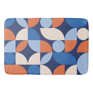 Mid Century Modern Abstract 26 Apricot, Blue Bath Mat