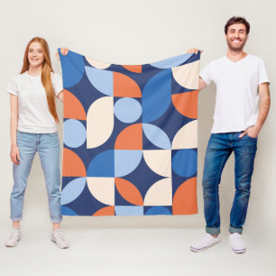 Mid Century Modern Abstract 26 Apricot, Blue Fleece Blanket