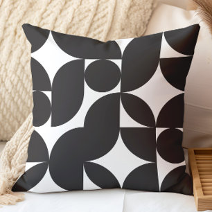 Mid Century Modern Abstract 26 Black and White Cushion