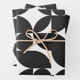 Mid Century Modern Abstract 26 Black and White Wrapping Paper Sheet