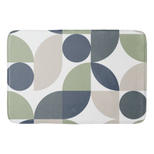 Mid Century Modern Abstract 26 Grey, Green Bath Mat