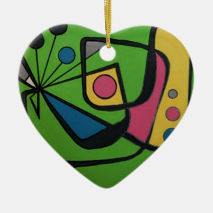 'Mid Century Modern Abstract #4' on a Ceramic Tree Decoration