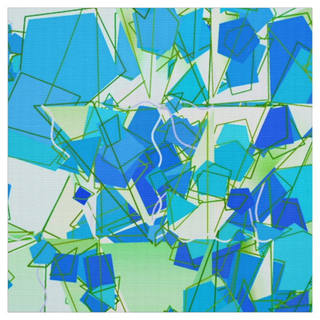 Mid-Century Modern Abstract, Aqua & Cerulean Blue Fabric (Swatch)