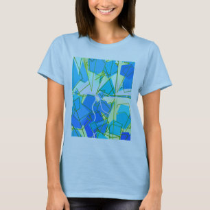 Mid-Century Modern Abstract, Aqua & Cerulean Blue  T-Shirt