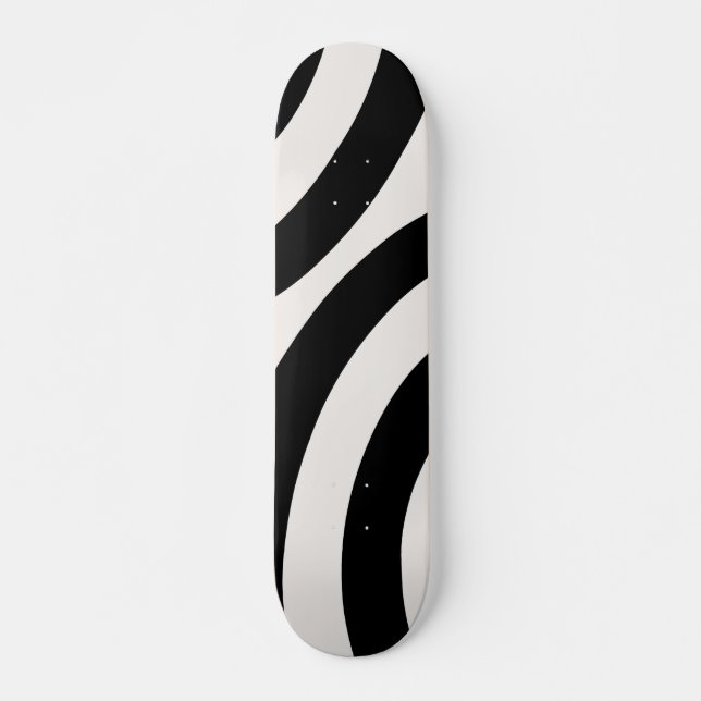 Mid Century Modern Abstract Arches Black And White Skateboard (Front)