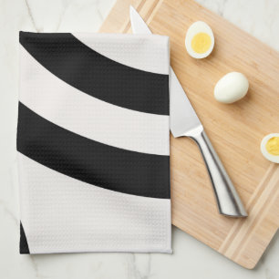 Mid Century Modern Abstract Arches Black And White Tea Towel