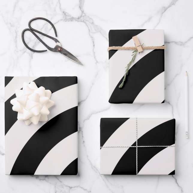 Mid Century Modern Abstract Arches Black And White Wrapping Paper Sheet (Front)