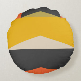 Mid Century Modern Abstract Art Geometric Shapes Round Cushion