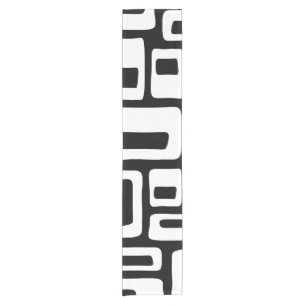 Mid Century Modern Abstract Black & White Pattern Short Table Runner