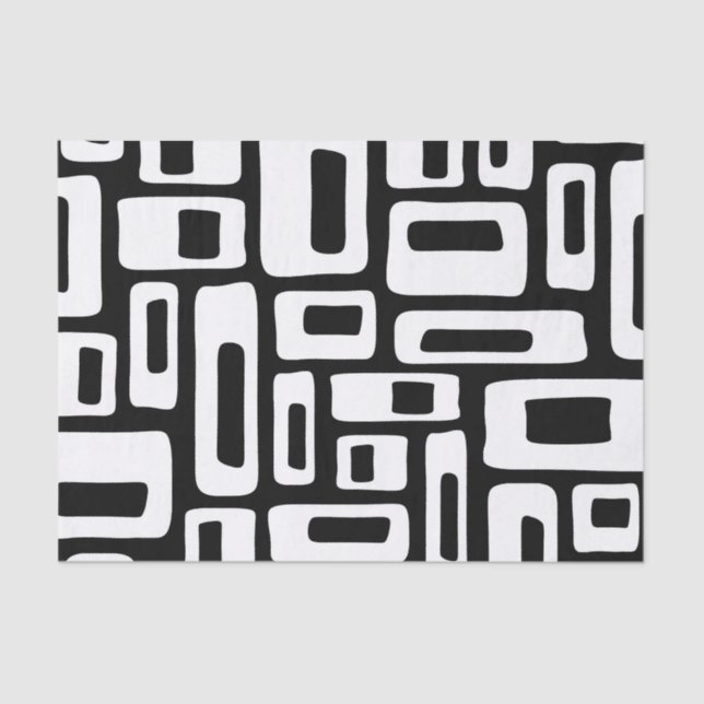 Mid Century Modern Abstract Black & White Pattern Tissue Paper (Front)