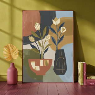 Mid-Century Modern Abstract Botanical Still Life Poster