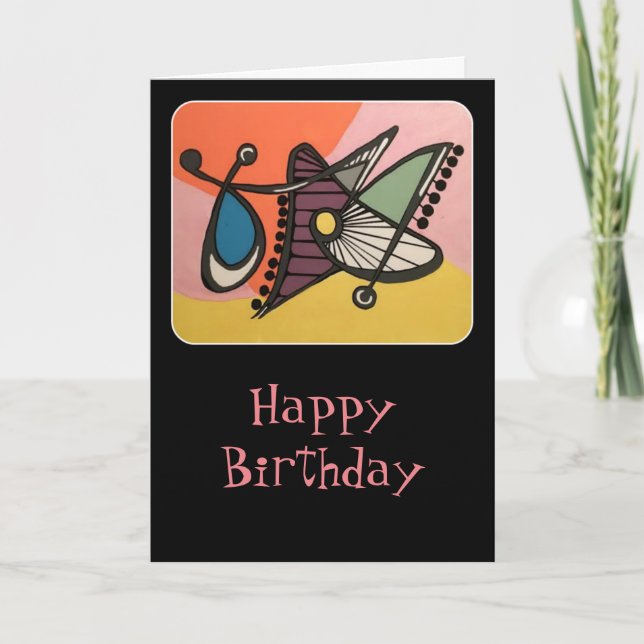 'Mid-Century Modern Abstract, Butterfly' painting Card (Front)