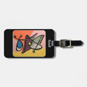 'Mid-Century Modern Abstract, Butterfly' painting Luggage Tag