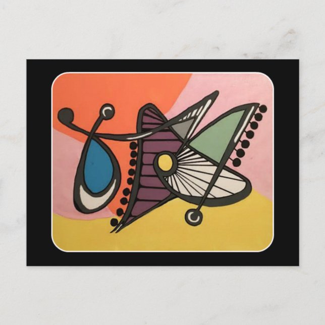 'Mid-Century Modern Abstract, Butterfly' painting Postcard (Front)
