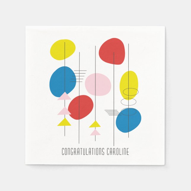Mid-Century Modern Abstract Celebration Custom Napkin (Front)