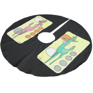Mid-Century Modern Abstract Christmas Reindeer Brushed Polyester Tree Skirt