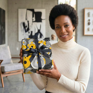 Mid Century Modern Abstract Circle African Ankara Wrapping Paper
