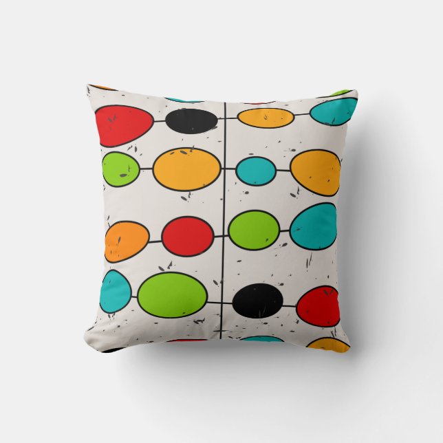 Mid-century Modern Abstract Colour Shapes Throw Pi Cushion (Front)