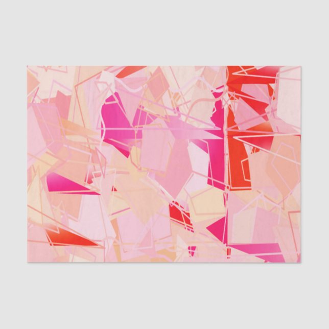 Mid-Century Modern Abstract, Coral Pink & Fuchsia Tissue Paper (Front)