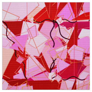 Mid-Century Modern Abstract, Dark Red and Pink Fabric