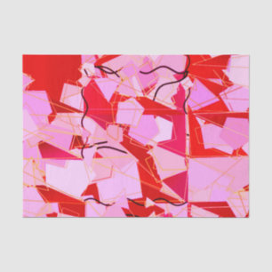 Mid-Century Modern Abstract, Dark Red and Pink Tissue Paper