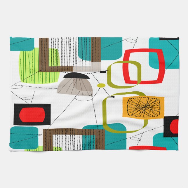 Mid-Century Modern Abstract Design Tea Towel (Horizontal)