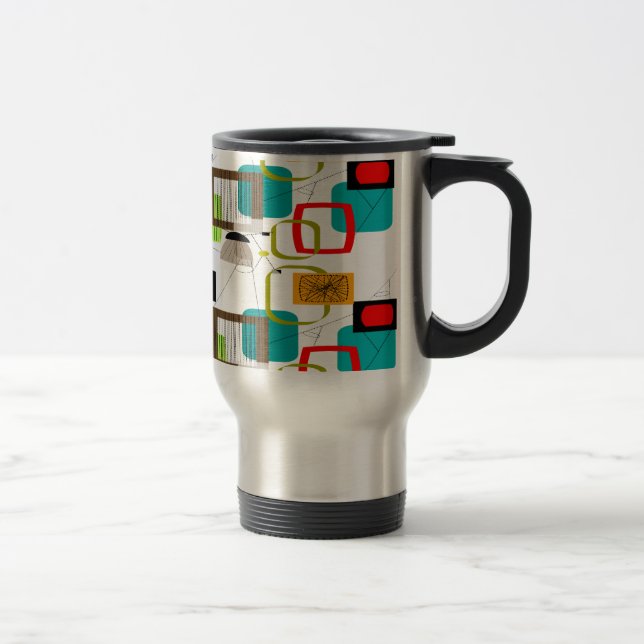 Mid-Century Modern Abstract Design Travel Mug (Right)