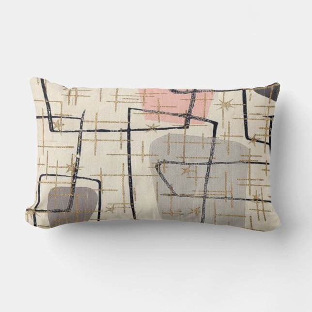 Mid Century Modern Abstract Fabric Lumbar Pillow (Front)