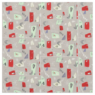 Mid-Century Modern Abstract Fabric Red