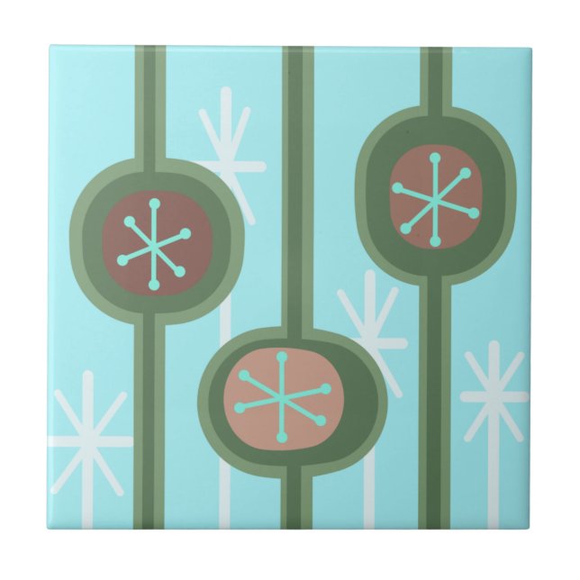 Mid Century Modern Abstract Flowers (Spring) Tile (Front)