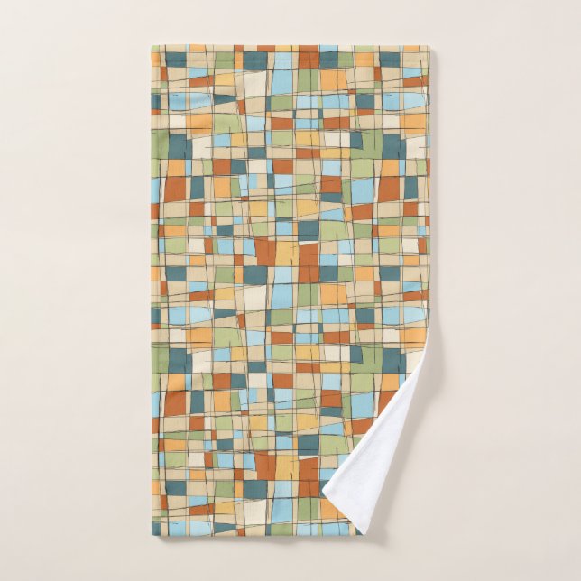 Mid-Century Modern Abstract Geometric Hand Towel – (Hand Towel)