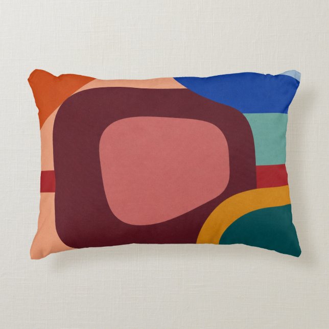 Mid-Century Modern Abstract Geometric Pattern Decorative Cushion (Front)