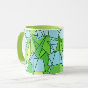 Mid-Century Modern Abstract, Lime Green and Yellow Mug