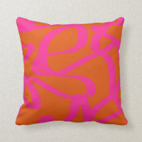 Mid Century Modern Abstract Lines Orange And Pink