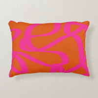 Mid Century Modern Abstract Lines Orange And Pink