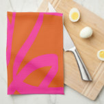 Mid Century Modern Abstract Lines Orange And Pink Tea Towel<br><div class="desc">Abstract brushstrokes - abstract shapes in burnt orange and hot pink.</div>