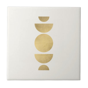 Mid-century Modern Abstract Moon Phases Ivory Tile