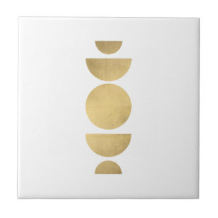Mid-century Modern Abstract Moon Phases White Tile