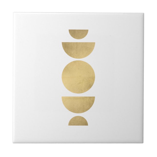 Mid-century Modern Abstract Moon Phases White Tile (Front)