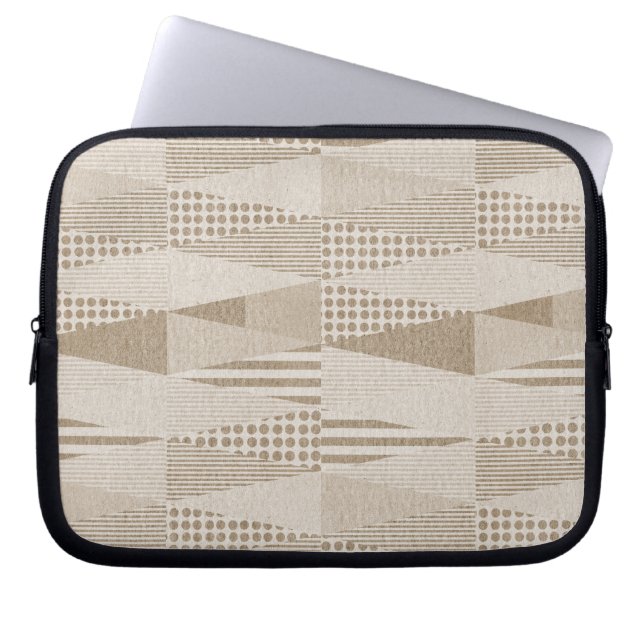 Mid Century Modern Abstract Neutral Print Laptop Sleeve (Front)