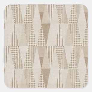 Mid Century Modern Abstract Neutral Print Square Sticker