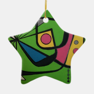 'Mid Century Modern Abstract num 4' on a Ceramic Tree Decoration