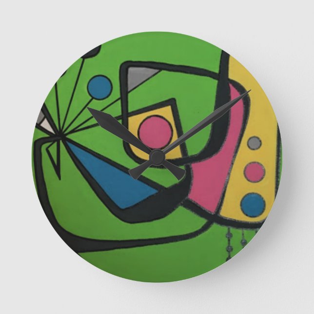 'Mid Century Modern Abstract num 4' on a Round Clock (Front)