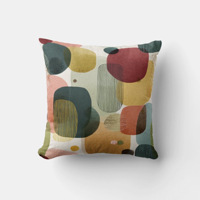 Mid-Century Modern Abstract Organic Throw Pillow (Front)