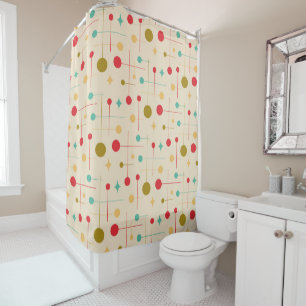 Mid Century Modern Abstract Pattern 29 Cream Shower Curtain