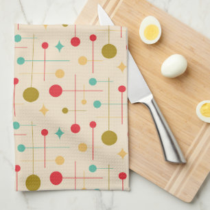 Mid Century Modern Abstract Pattern 29 Cream Tea Towel